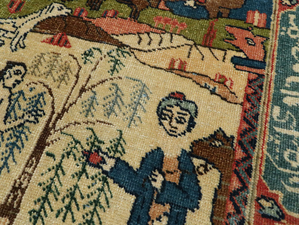 Antique Persian Tabriz Pictorial Rug, No.23331 - Gsblank