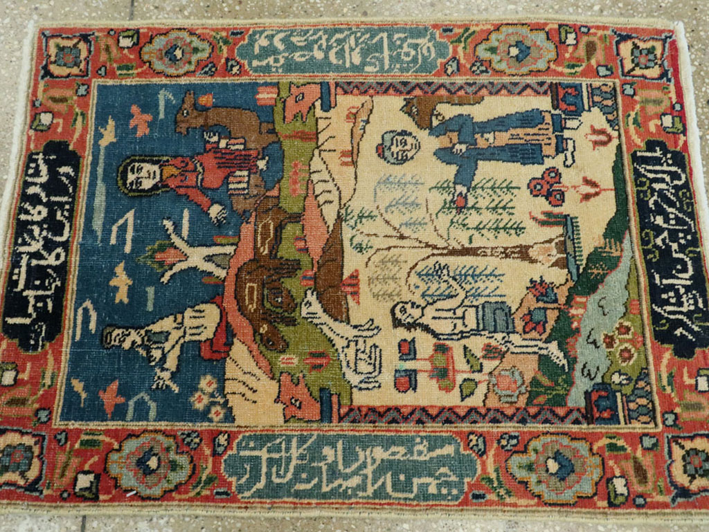 Antique Persian Tabriz Pictorial Rug, No.23331 - Gsblank