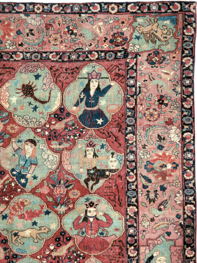 Antique Persian Tabriz Pictorial Rug, No.23348 - Gsblank