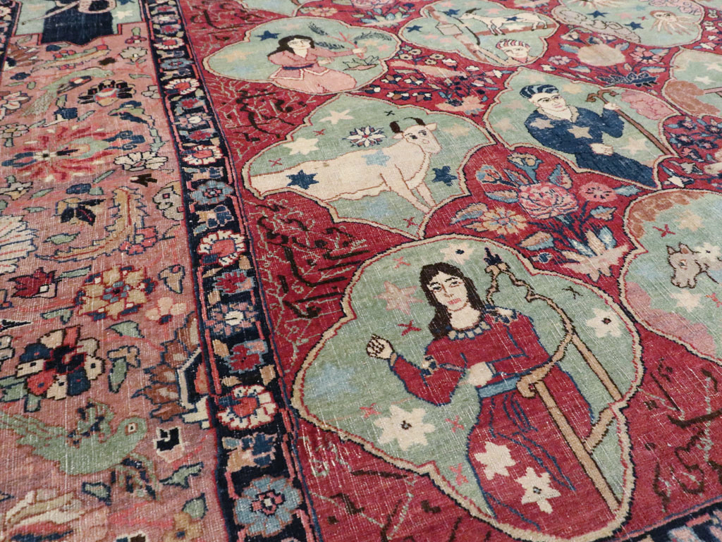 Antique Persian Tabriz Pictorial Rug, No.23348 - Gsblank