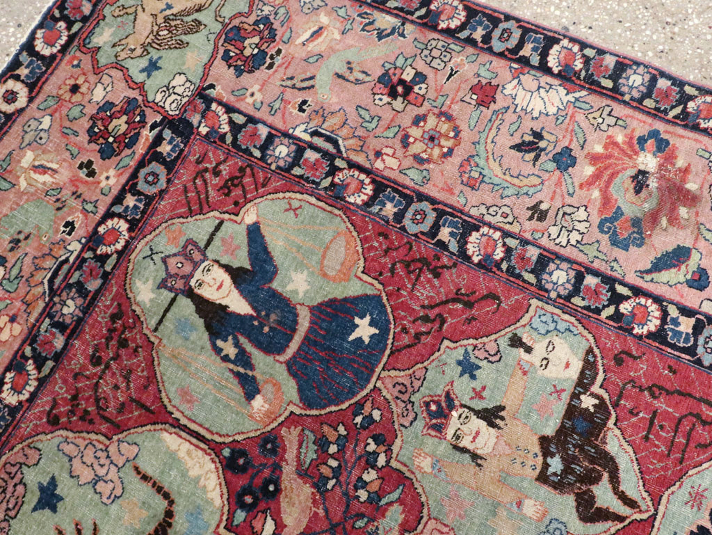 Antique Persian Tabriz Pictorial Rug, No.23348 - Gsblank