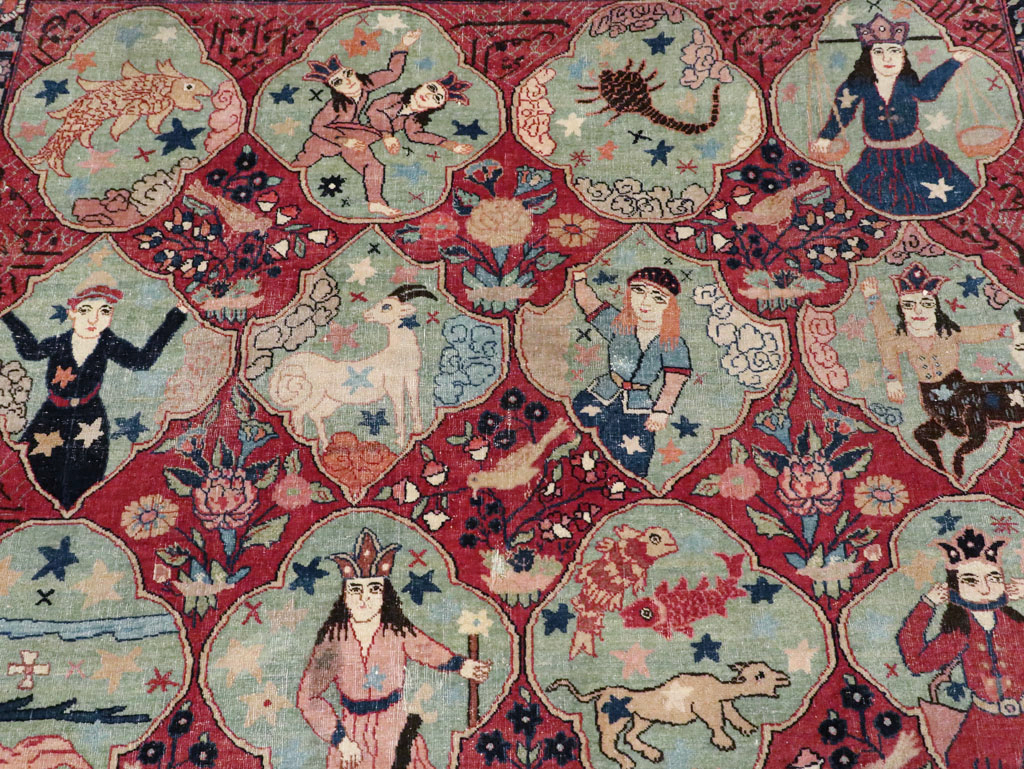 Antique Persian Tabriz Pictorial Rug, No.23348 - Gsblank