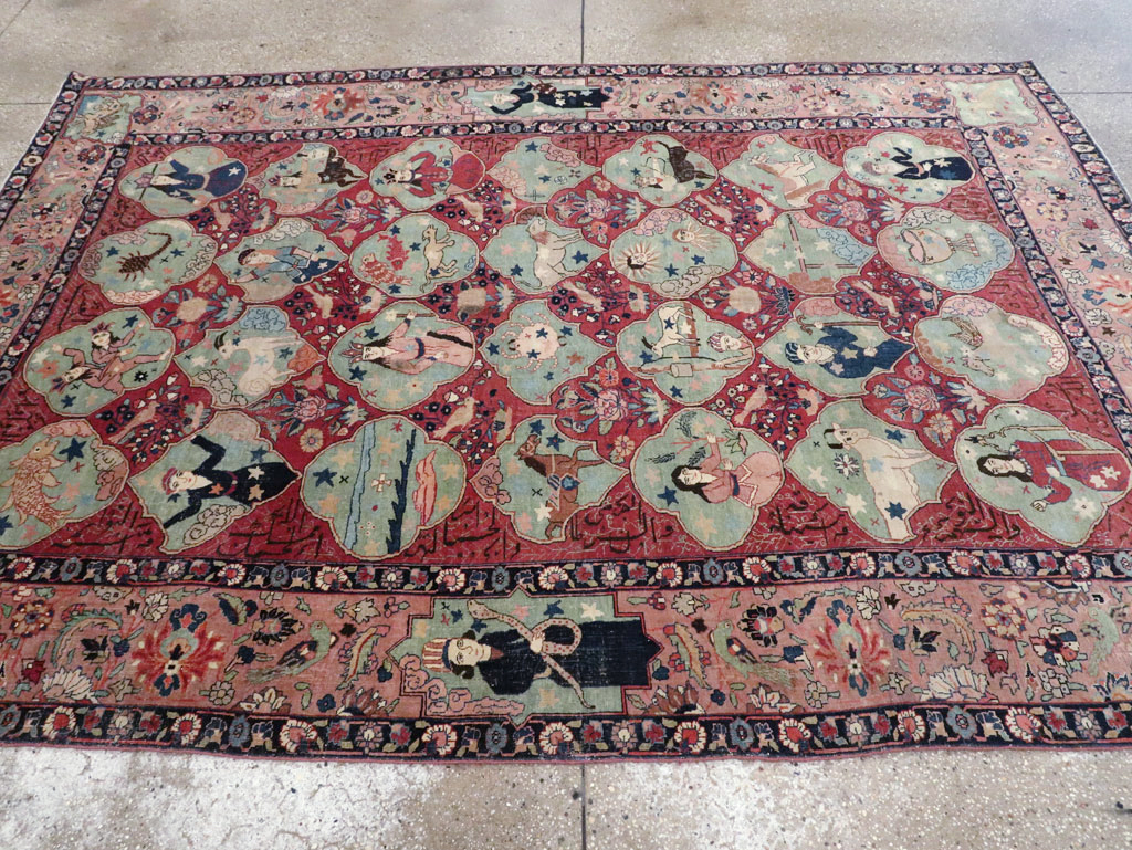 Antique Persian Tabriz Pictorial Rug, No.23348 - Gsblank