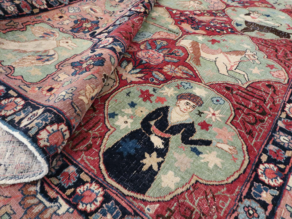 Antique Persian Tabriz Pictorial Rug, No.23348 - Gsblank