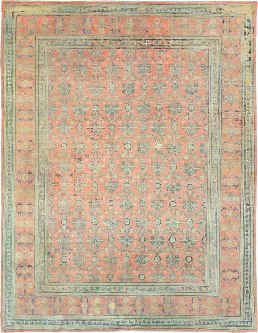 Antique East Turkestan Silk Khotan Room Size Carpet, No.23355 - Gsblank