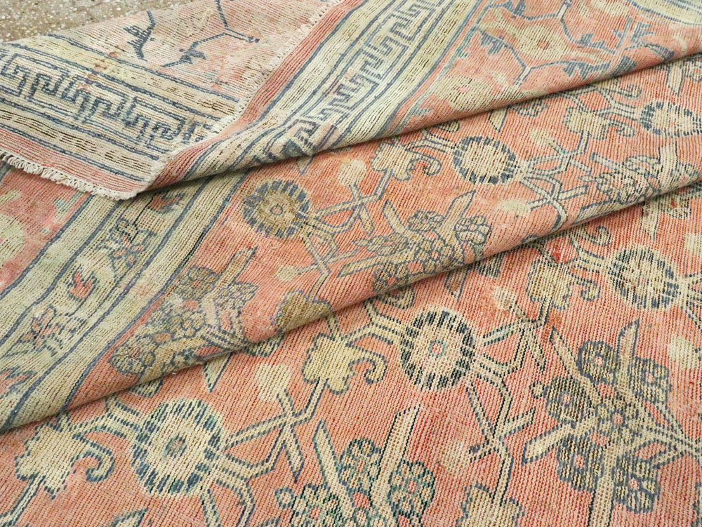 Antique East Turkestan Silk Khotan Room Size Carpet, No.23355 - Gsblank