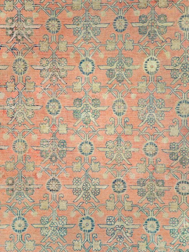 Antique East Turkestan Silk Khotan Room Size Carpet, No.23355 - Gsblank