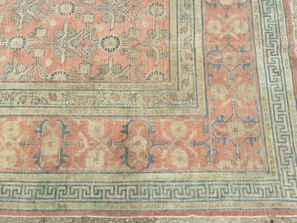 Antique East Turkestan Silk Khotan Room Size Carpet, No.23355 - Gsblank