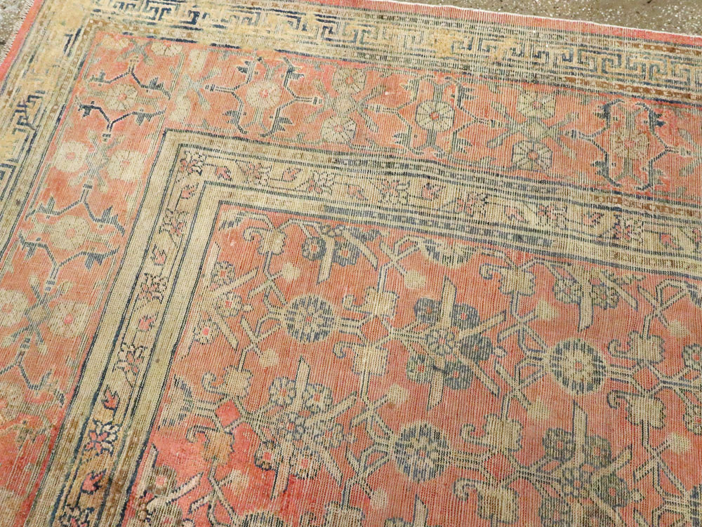 Antique East Turkestan Silk Khotan Room Size Carpet, No.23355 - Gsblank