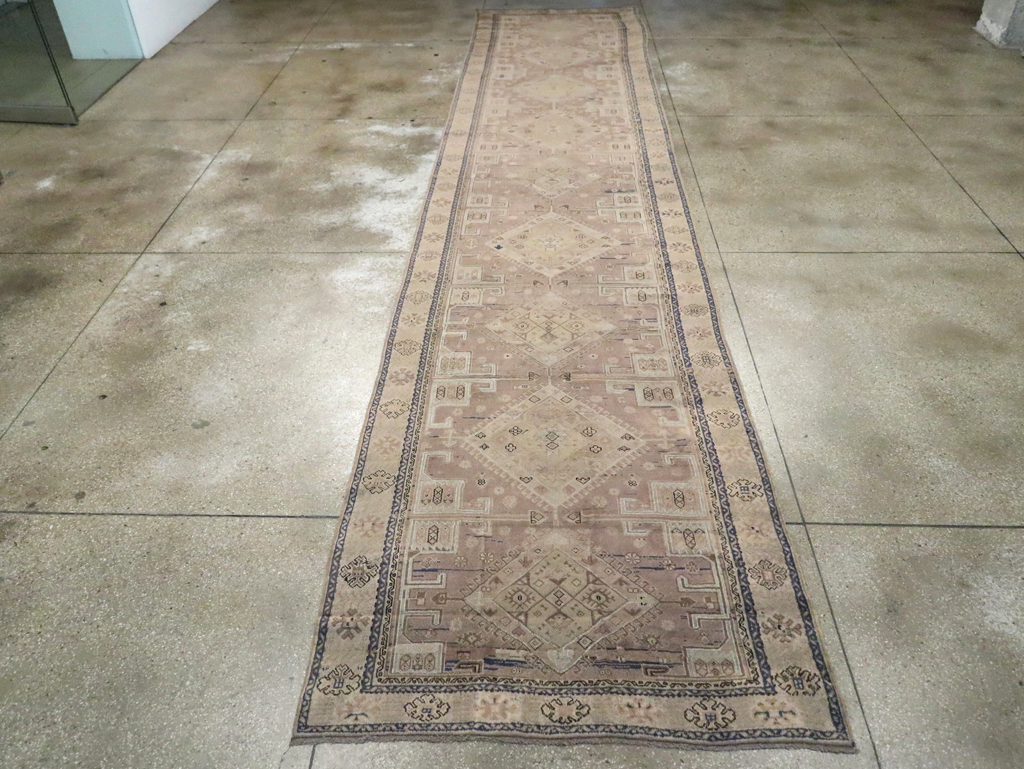 Vintage Turkish Oushak Wide Gallery Runner, No.23371 - Gsblank