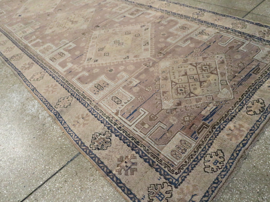 Vintage Turkish Oushak Wide Gallery Runner, No.23371 - Gsblank