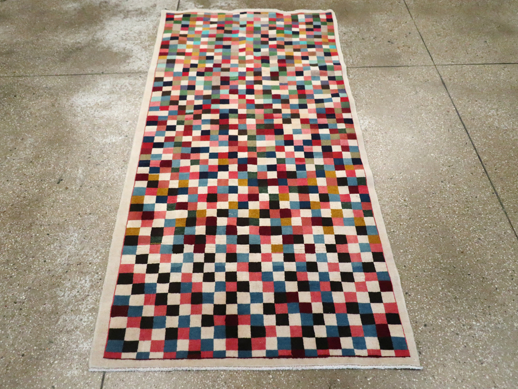 Vintage Persian Kashan Modernist Rug, No.23421 - Gsblank