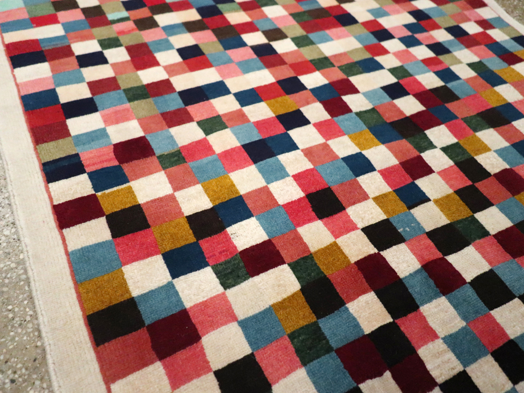 Vintage Persian Kashan Modernist Rug, No.23421 - Gsblank