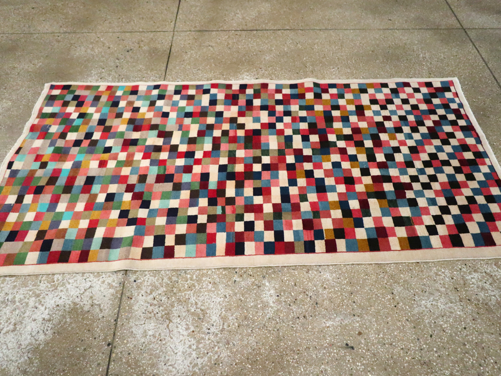 Vintage Persian Kashan Modernist Rug, No.23421 - Gsblank