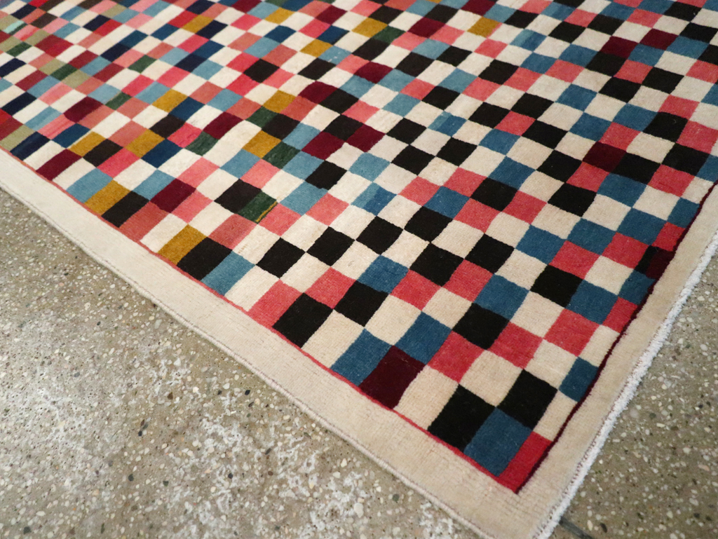 Vintage Persian Kashan Modernist Rug, No.23421 - Gsblank