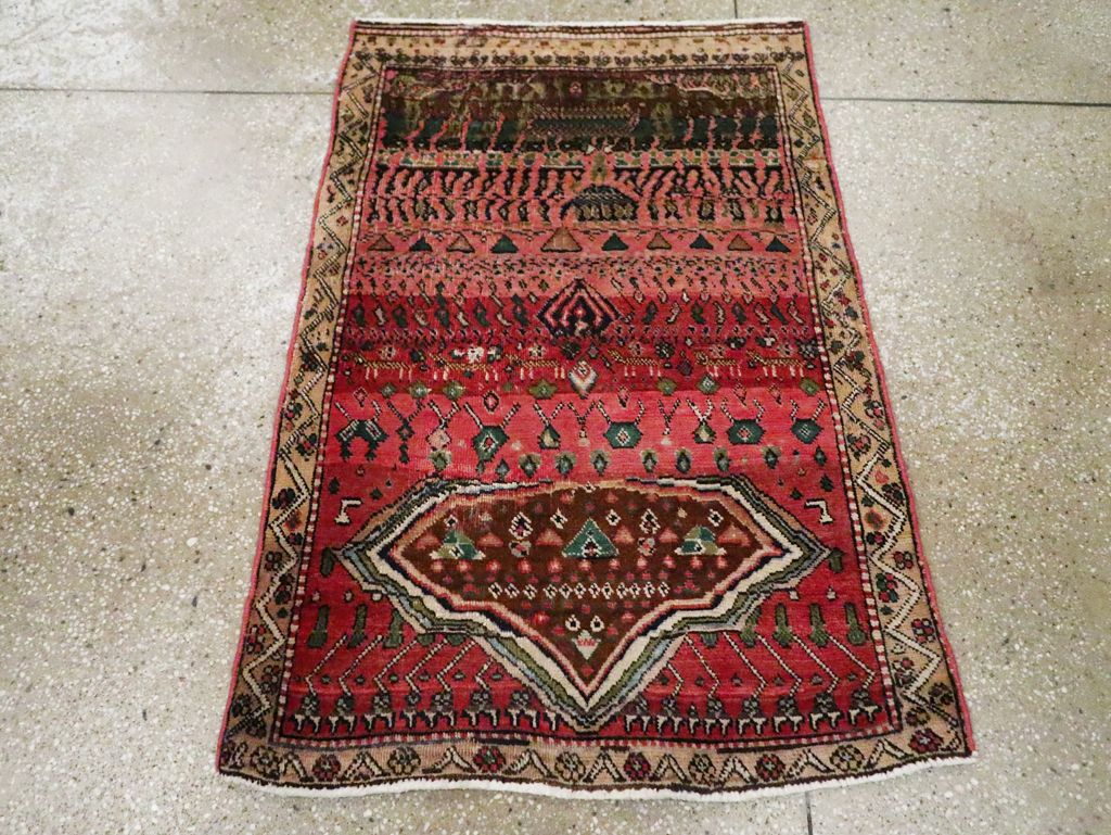 Vintage Persian Mahal Throw Rug, No.23445 - Gsblank