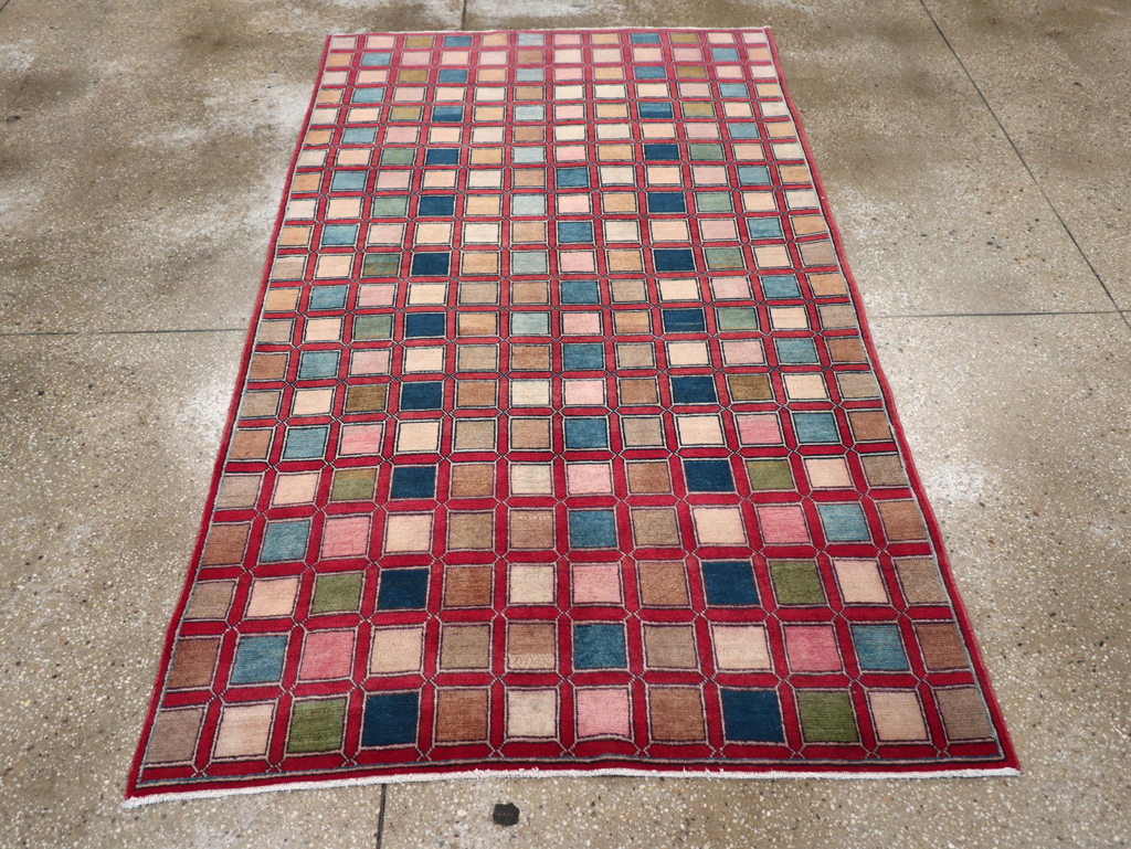 Vintage Kashan Modernist Rug, No.23473 - Gsblank