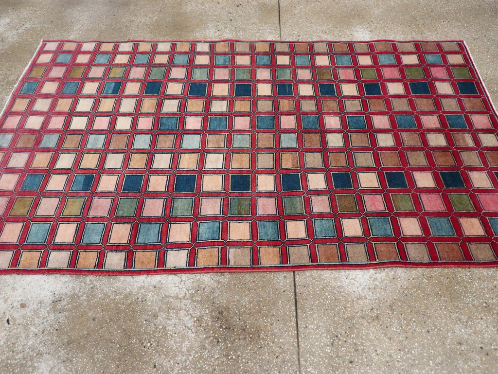 Vintage Kashan Modernist Rug, No.23473 - Gsblank