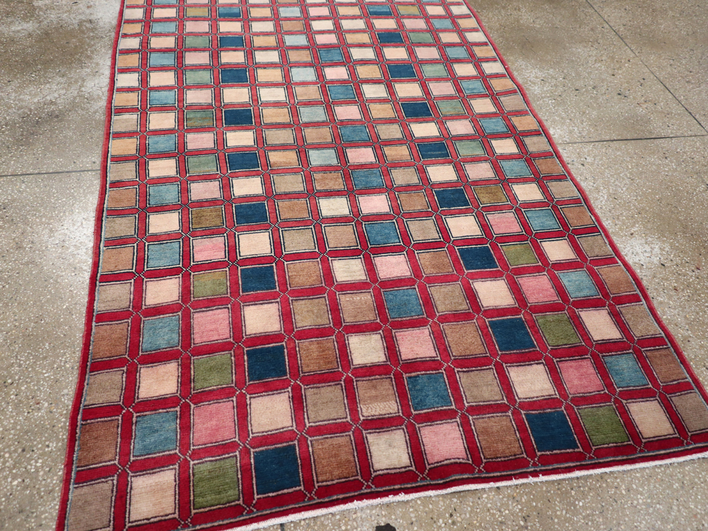 Vintage Kashan Modernist Rug, No.23473 - Gsblank