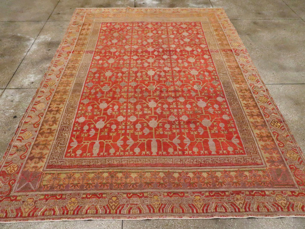 Vintage East Turkestan Khotan Room Size Carpet, No.23506 - Gsblank