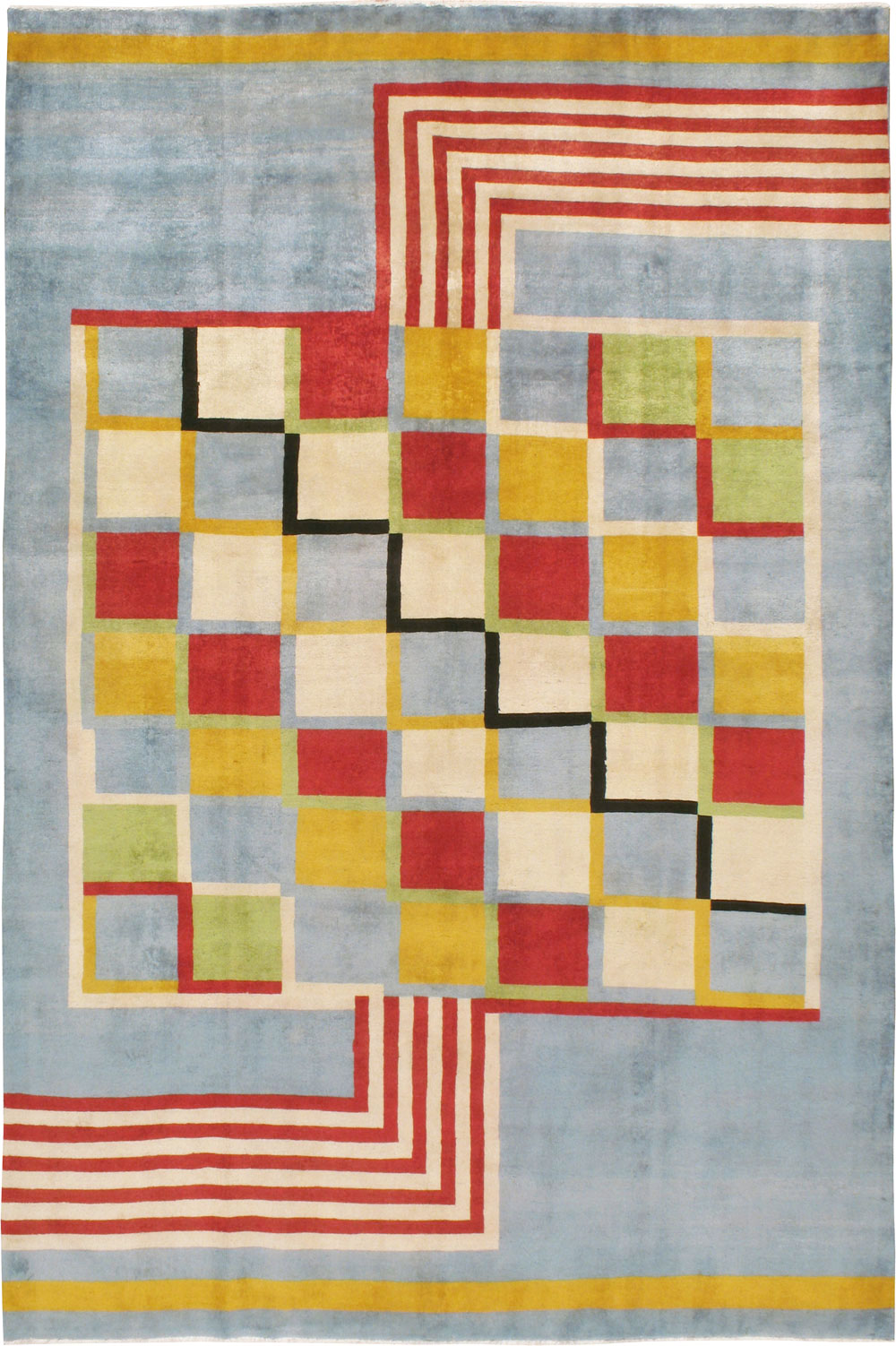 Vintage Persian Tabriz Art Deco Carpet Inspired By Edward McKnight Kauffer, No.23517 - Gsblank