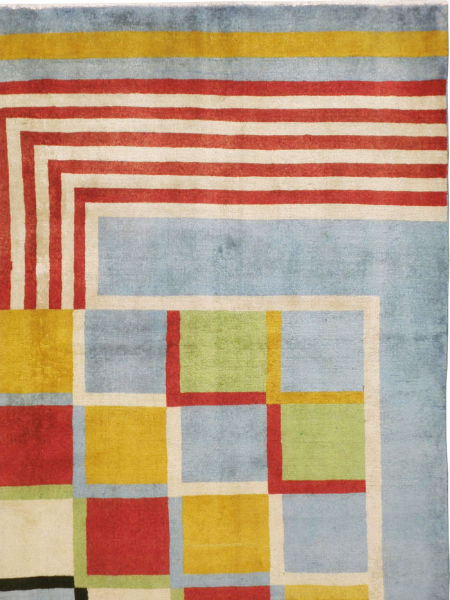 Vintage Persian Tabriz Art Deco Carpet Inspired By Edward McKnight Kauffer, No.23517 - Gsblank