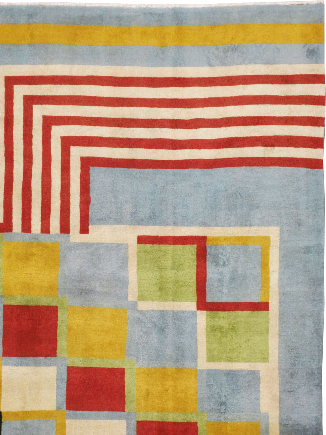 Vintage Persian Tabriz Art Deco Carpet Inspired By Edward McKnight Kauffer, No.23517 - Gsblank