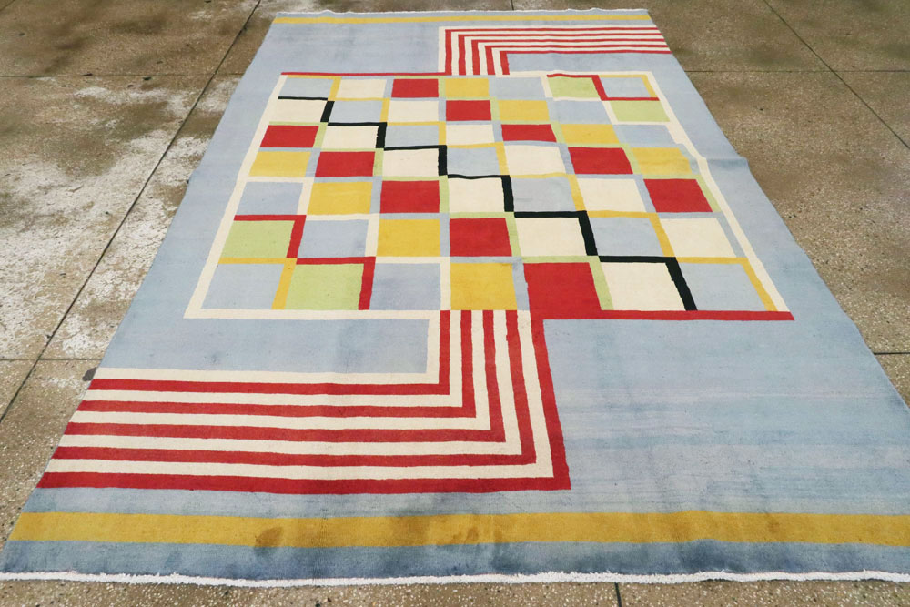 Vintage Persian Tabriz Art Deco Carpet Inspired By Edward McKnight Kauffer, No.23517 - Gsblank