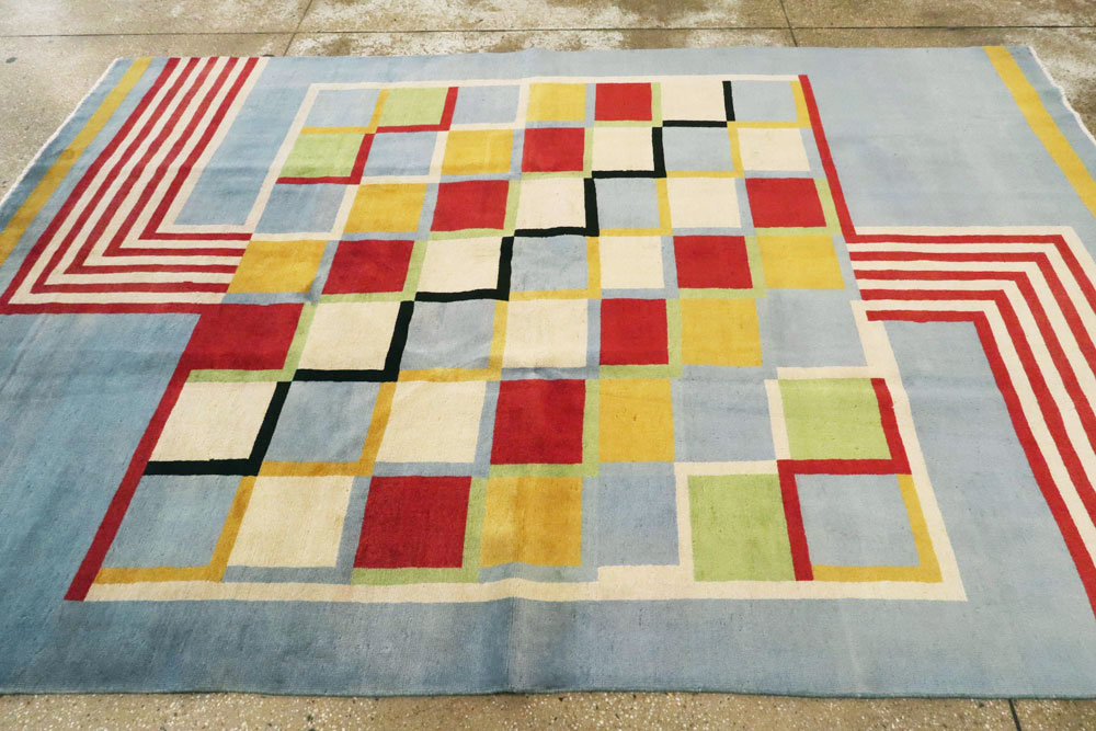 Vintage Persian Tabriz Art Deco Carpet Inspired By Edward McKnight Kauffer, No.23517 - Gsblank