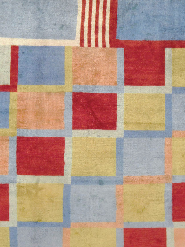 Vintage Persian Kashan Art Deco Rug Inspired By Edward McKnight Kauffer, No.23520 - Gsblank