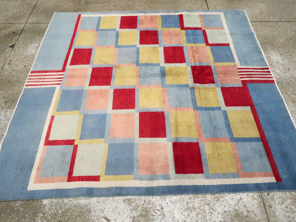 Vintage Persian Kashan Art Deco Rug Inspired By Edward McKnight Kauffer, No.23520 - Gsblank