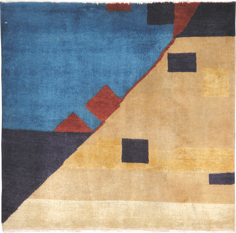 Vintage Persian Kashan Art Deco Rug Inspired By Edward McKnight Kauffer, No.23523 - Gsblank