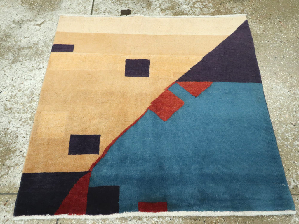 Vintage Persian Kashan Art Deco Rug Inspired By Edward McKnight Kauffer, No.23523 - Gsblank