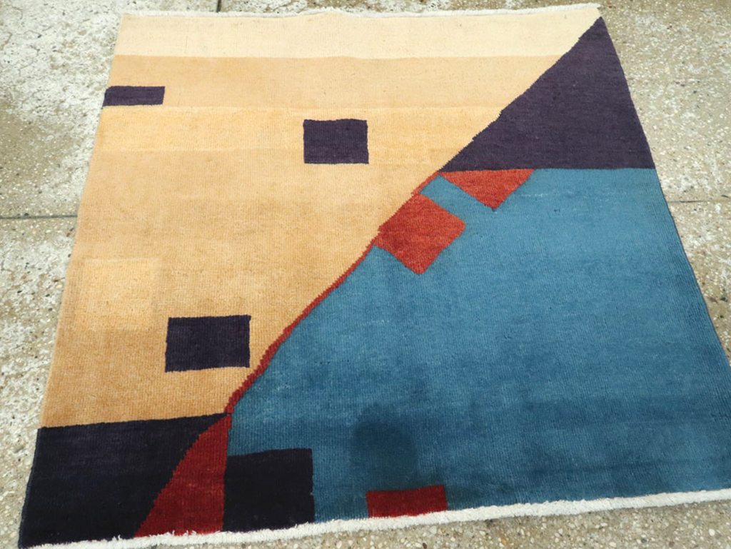 Vintage Persian Kashan Art Deco Rug Inspired By Edward McKnight Kauffer, No.23523 - Gsblank