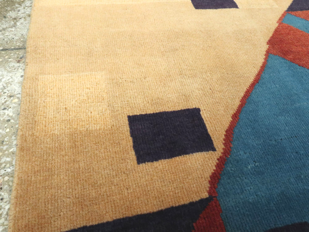 Vintage Persian Kashan Art Deco Rug Inspired By Edward McKnight Kauffer, No.23523 - Gsblank