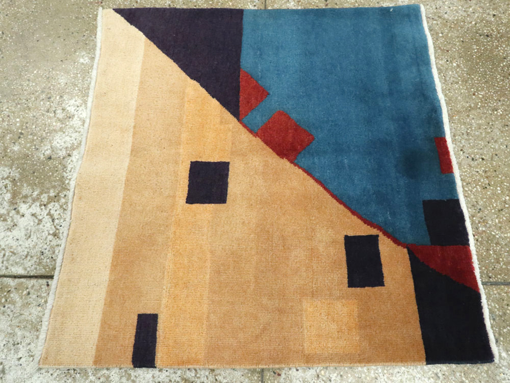 Vintage Persian Kashan Art Deco Rug Inspired By Edward McKnight Kauffer, No.23523 - Gsblank