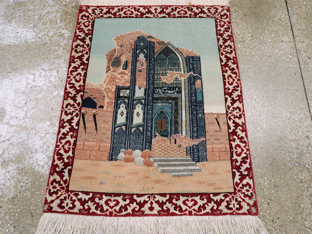 Vintage Persian Tabriz  Pictorial Rug, No.23586 - Gsblank