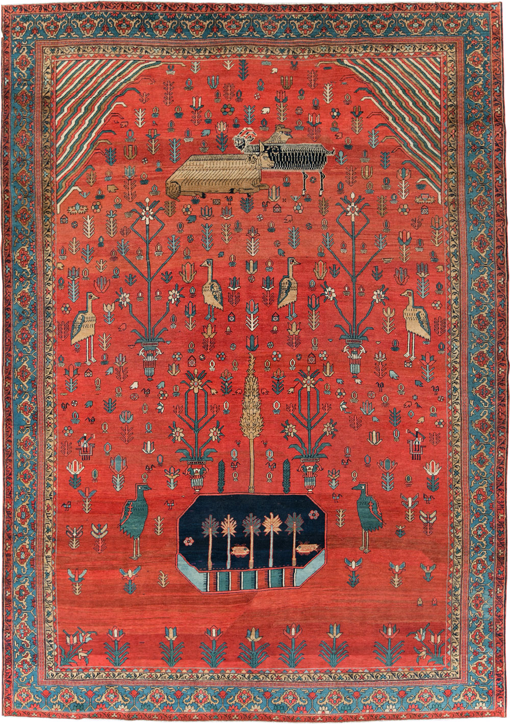 Antique Persian Pictorial Bakshaish Carpet, No.23596 - Gsblank