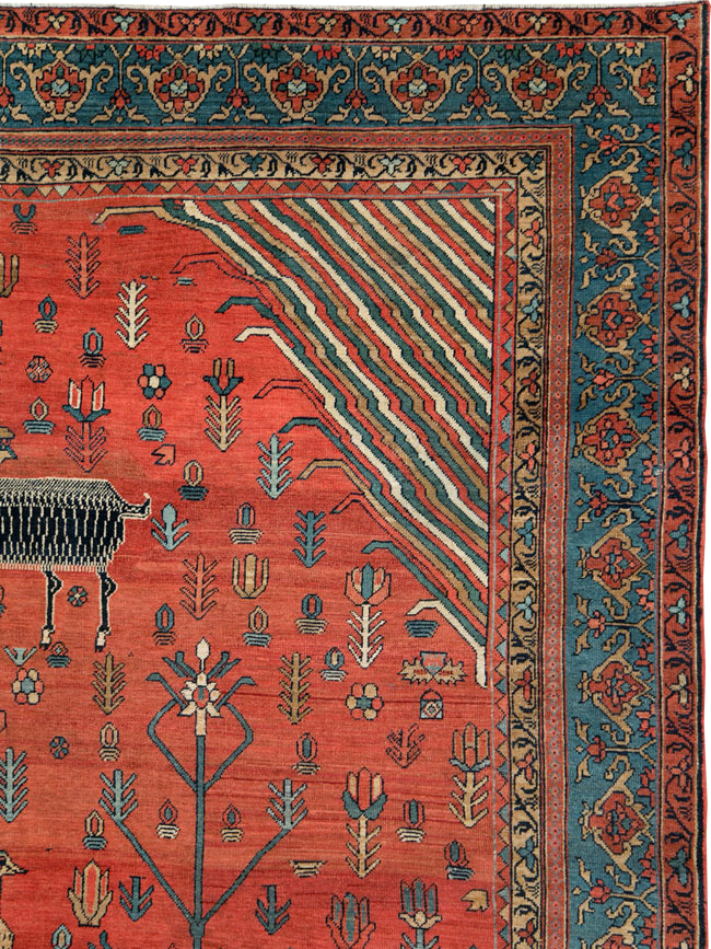 Antique Persian Pictorial Bakshaish Carpet, No.23596 - Gsblank