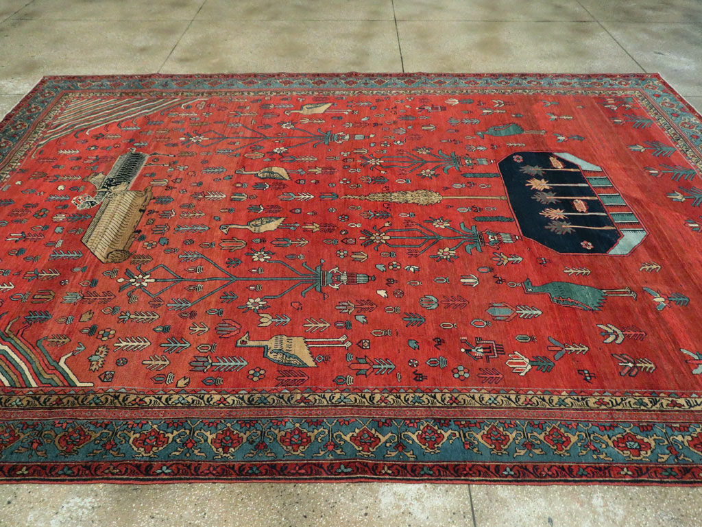 Antique Persian Pictorial Bakshaish Carpet, No.23596 - Gsblank