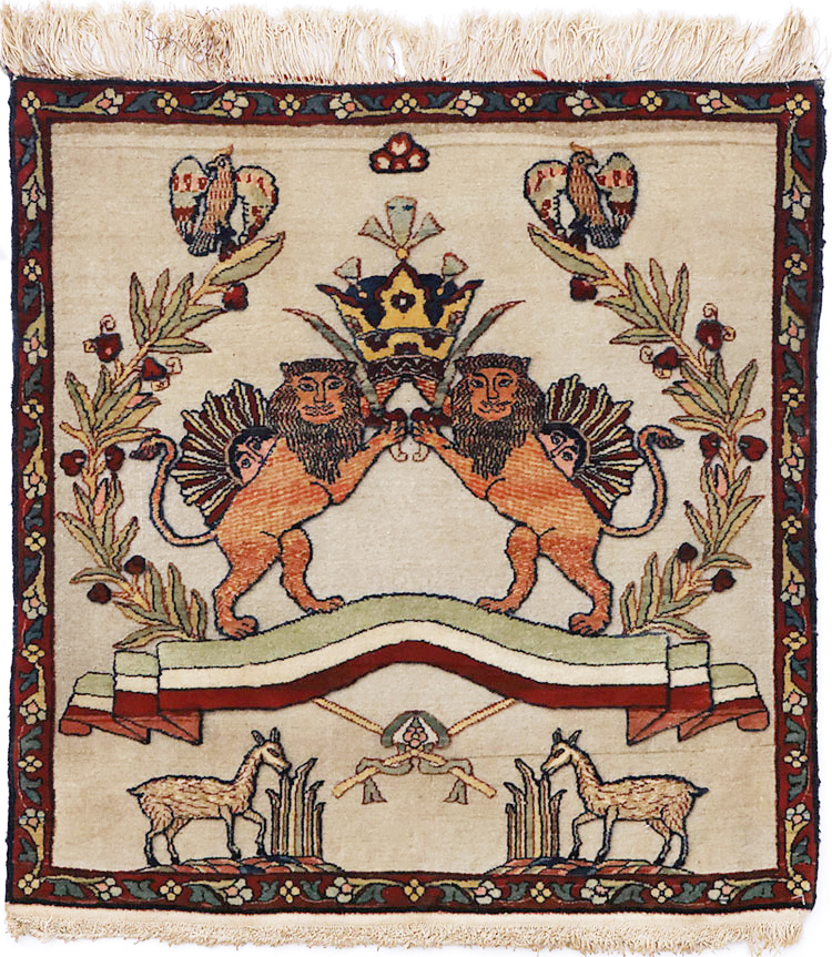 Antique Persian Dabir Kashan Pictorial Rug, No.23598 - Gsblank