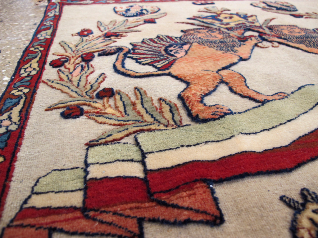 Antique Persian Dabir Kashan Pictorial Rug, No.23598 - Gsblank