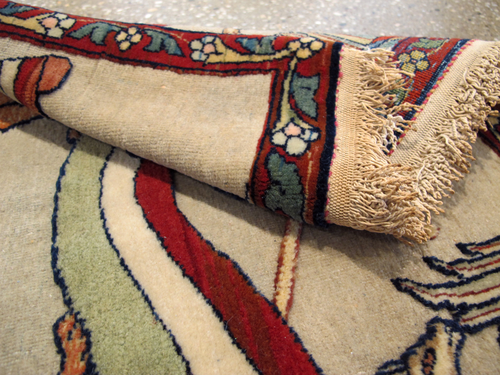 Antique Persian Dabir Kashan Pictorial Rug, No.23598 - Gsblank