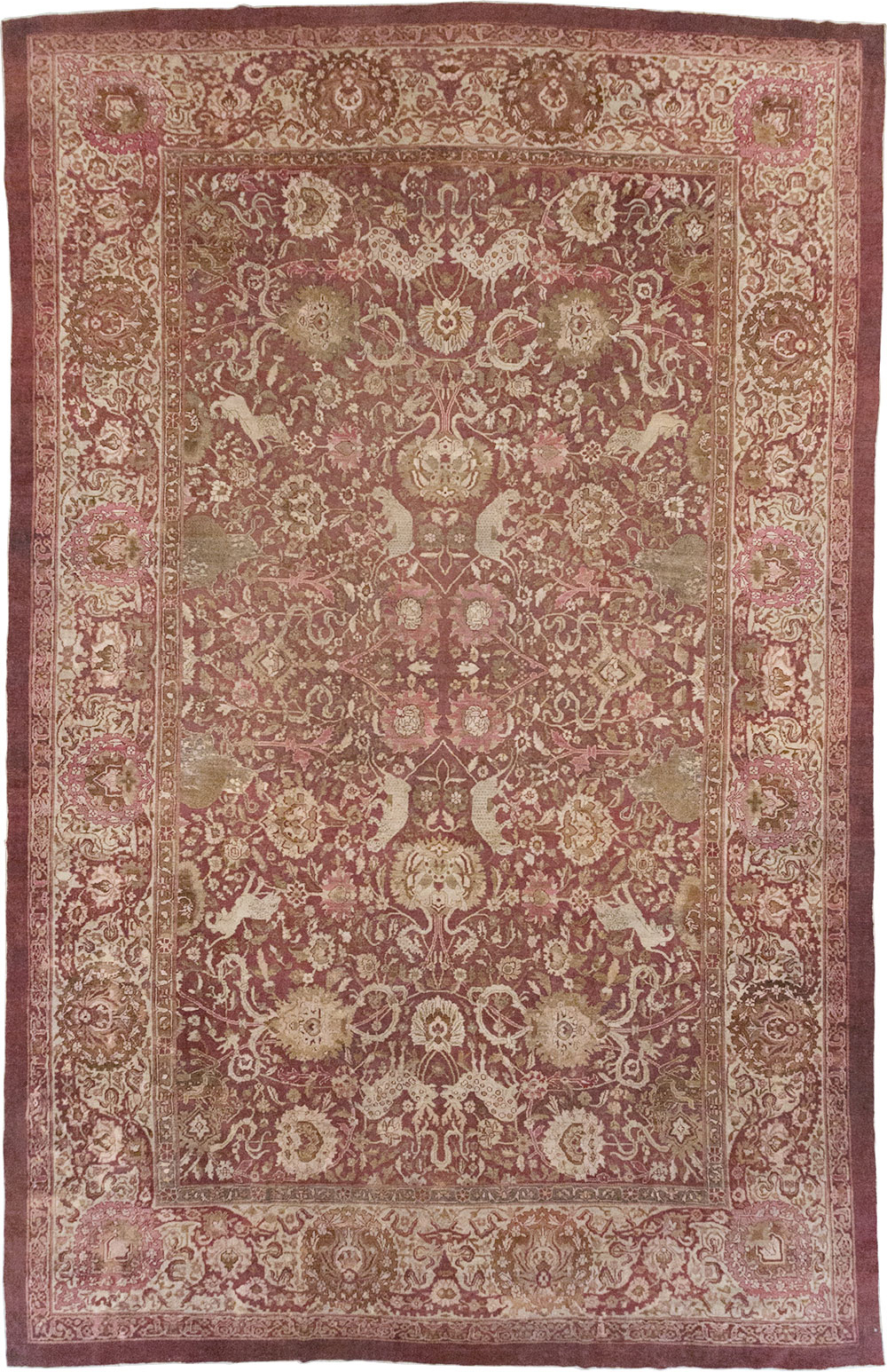 Antique Indian Agra Pictorial Oversize Carpet, No.23611 - Gsblank