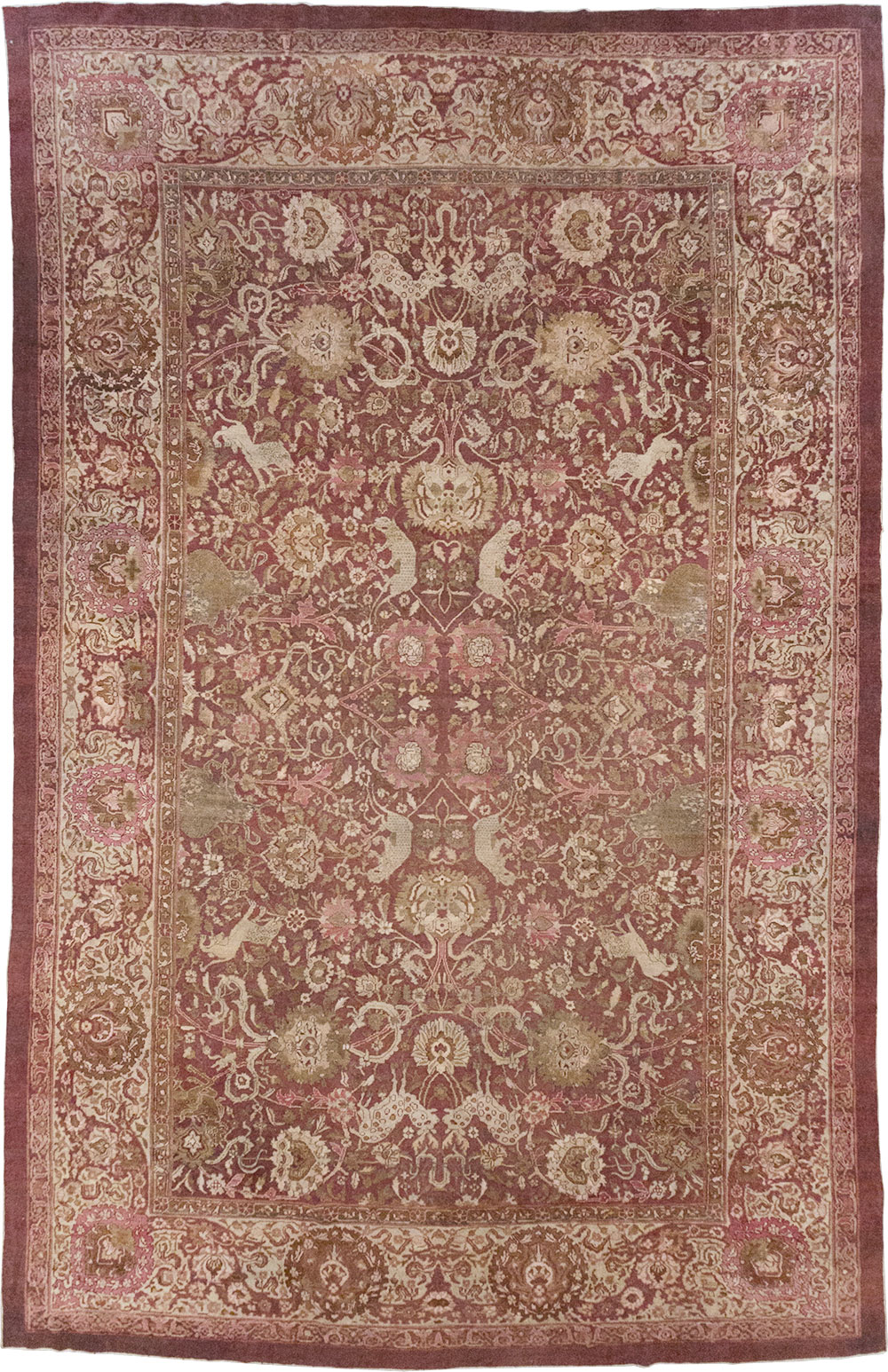 Antique Indian Agra Pictorial Oversize Carpet, No.23611 - Gsblank
