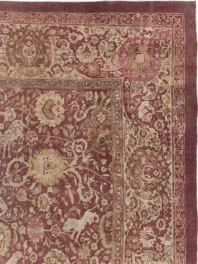 Antique Indian Agra Pictorial Oversize Carpet, No.23611 - Gsblank