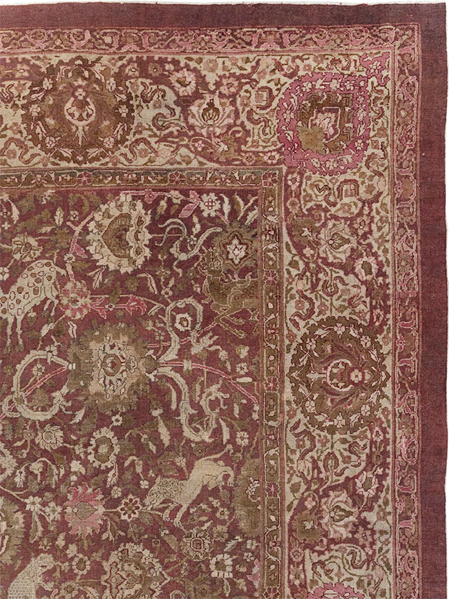 Antique Indian Agra Pictorial Oversize Carpet, No.23611 - Gsblank