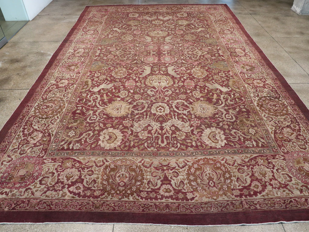 Antique Indian Agra Pictorial Oversize Carpet, No.23611 - Gsblank