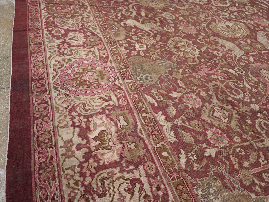 Antique Indian Agra Pictorial Oversize Carpet, No.23611 - Gsblank