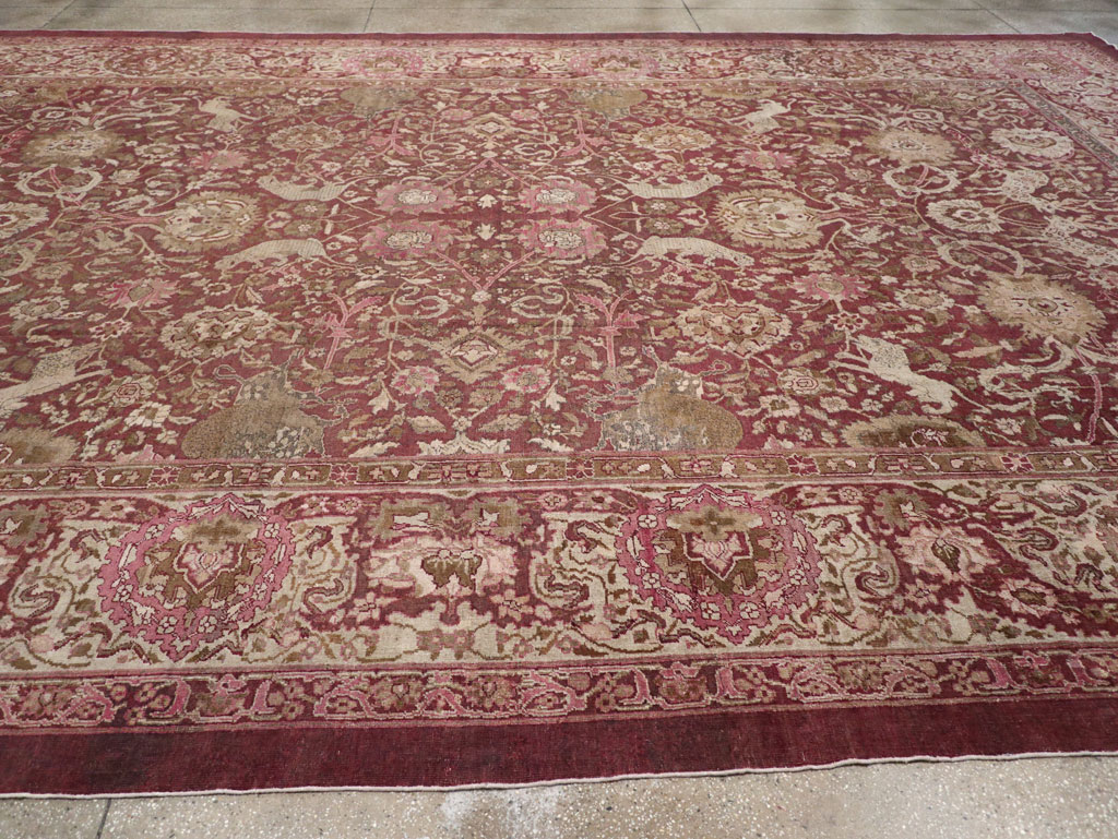 Antique Indian Agra Pictorial Oversize Carpet, No.23611 - Gsblank